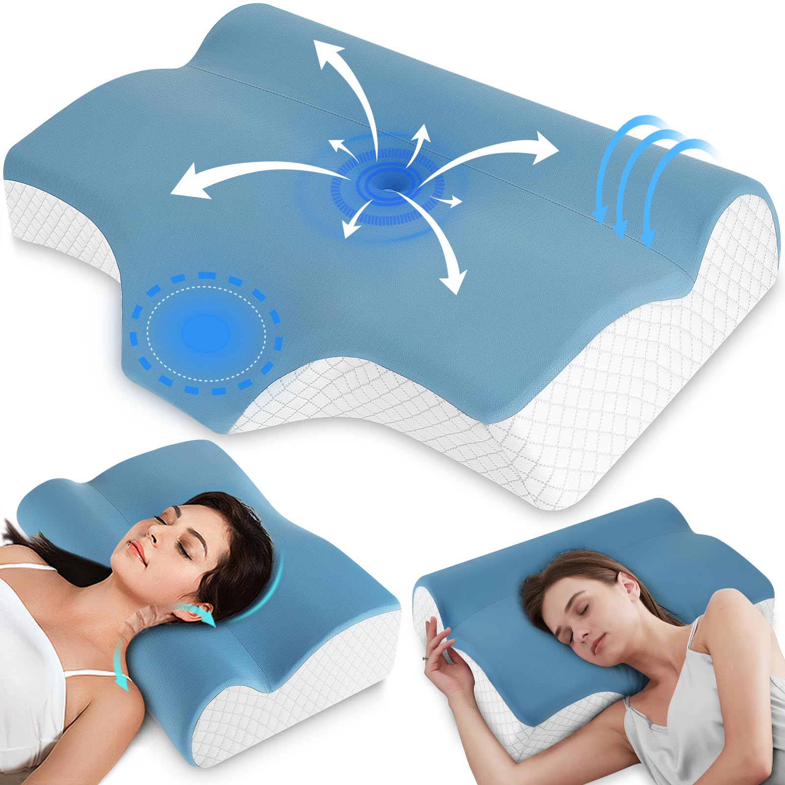 2-in-1 Memory Foam Cervical Pillow for Neck Pain Relief